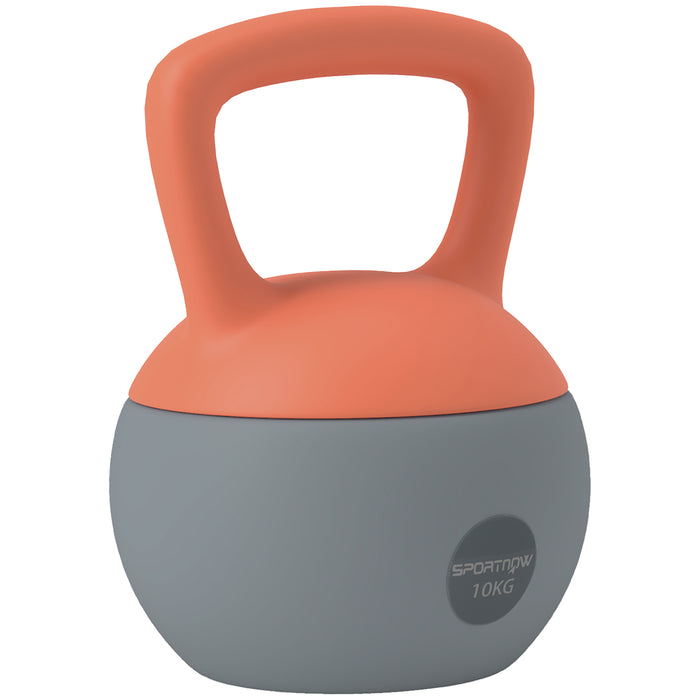 SPORTNOW Soft Kettlebell, 10kg Kettle Bell with Non-Slip Handle for Home Gym Weight Lifting and Strength Training, Orange and Grey