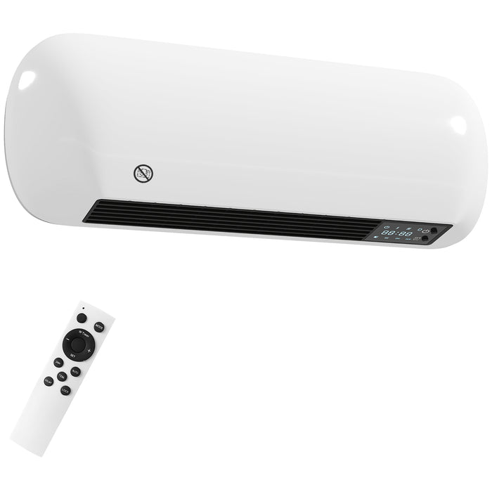 HOMCOM 2000W Ceramic Electric Heater with Fan, Adjustable Thermostat, Wall Mounted - White