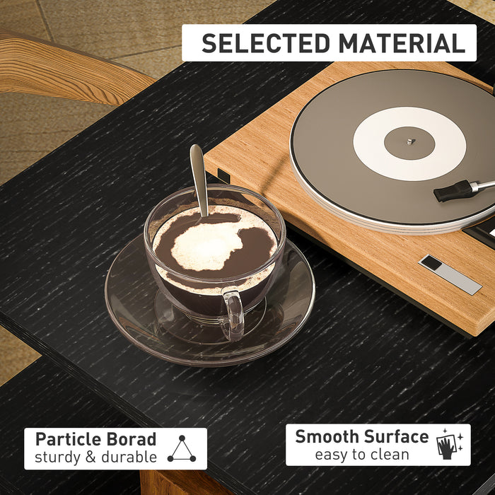 HOMCOM Side Table, 3 Tier End Table with Open Storage Shelves for Living Room, Bedroom, Black