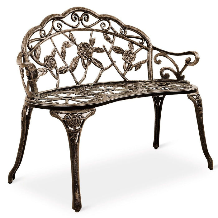 2 Seater Garden Metal Rose Bench-