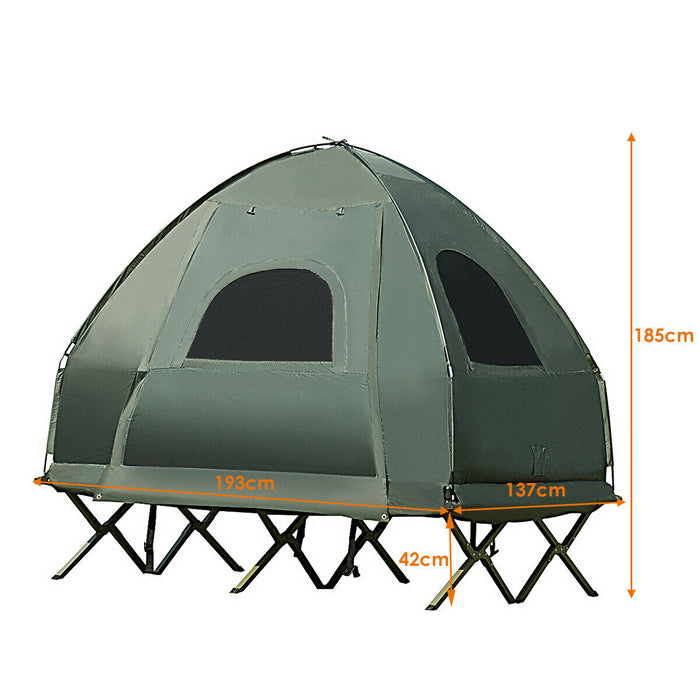 1/2 Person Foldable Camping Tent with Air Mattress Sleeping Bag-