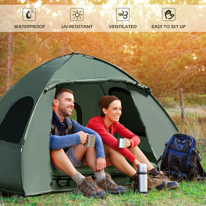 1/2 Person Foldable Camping Tent with Air Mattress Sleeping Bag-