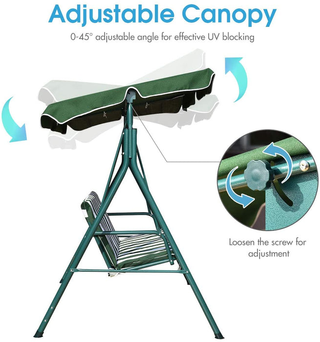 2 Seaters Garden Swing Chair with Adjustable Canopy-