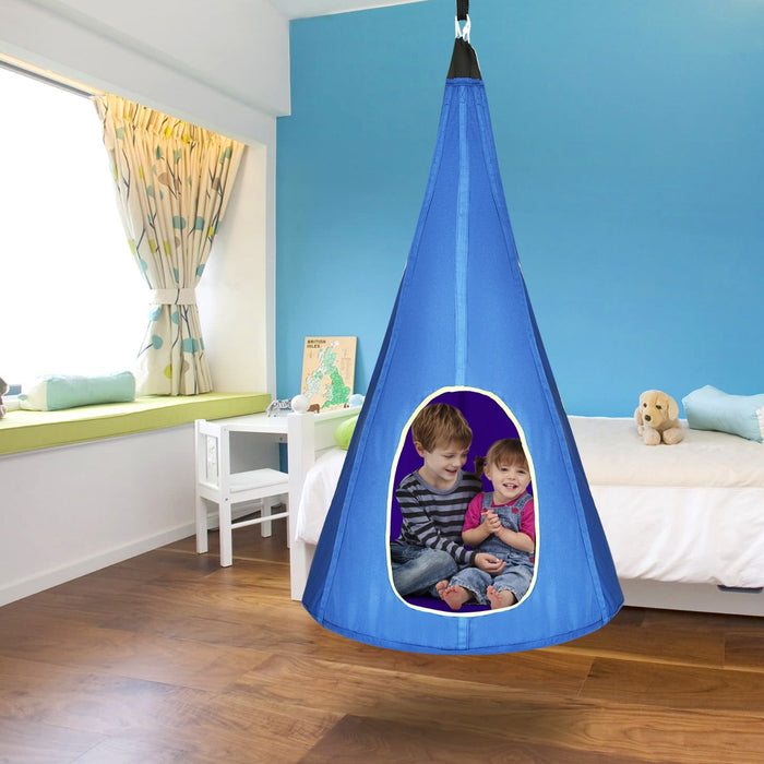 100 cm Adjustable Kids Tree Swing Tent with 2 Peep Windows-
