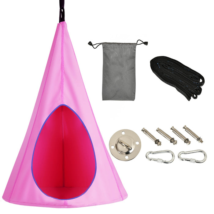 100 cm Adjustable Kids Tree Swing Tent with 2 Peep Windows-