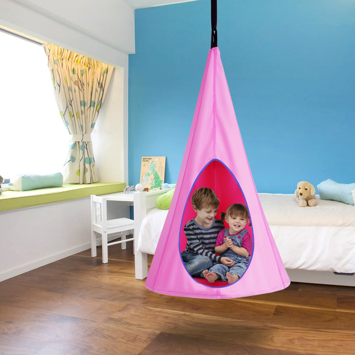 100 cm Adjustable Kids Tree Swing Tent with 2 Peep Windows-