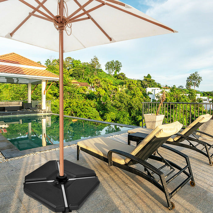 4 Pieces Outdoor Umbrella Parasol Base with Funnel and 4 Bolts