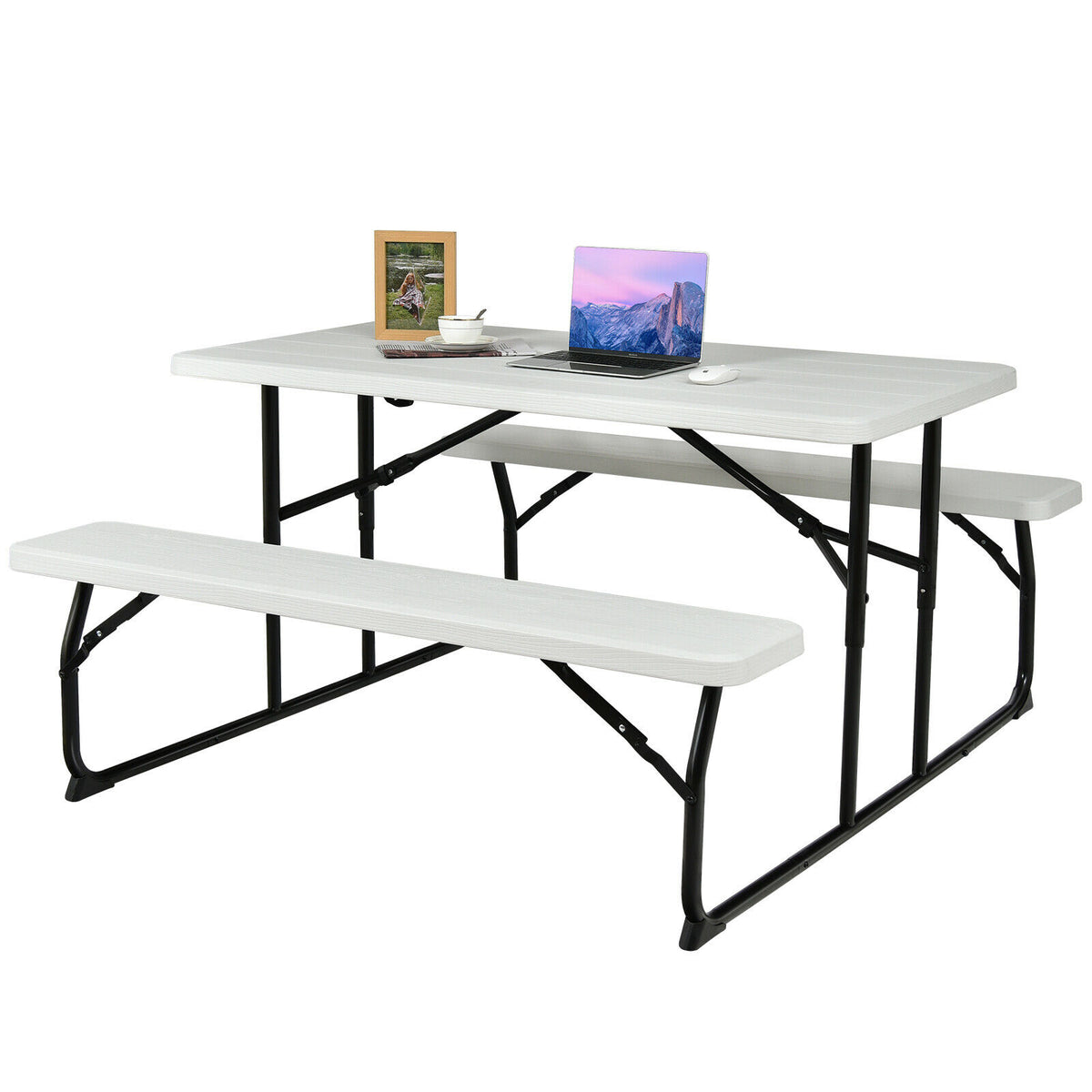 Outdoor Portable Folding Table Bench Set - Perfect for Family Picnics ...