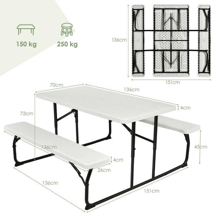 Portable Table Bench Collection - Foldable, Anti-Slip Pads, Perfect for Picnics - Ideal Outdoor Furniture for Families and Gatherings