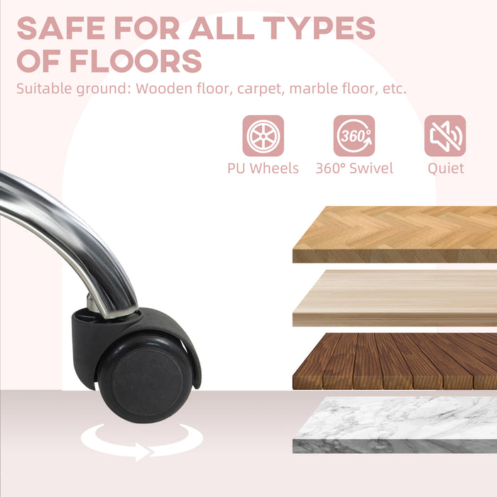 HOMCOM Armless Computer Desk Chair, Fluffy Fabric Swivel Office Chair, Makeup Vanity Chair with Height Adjustable, Wheels, for Home Study Bedroom, Unicorn Tone | Aosom UK