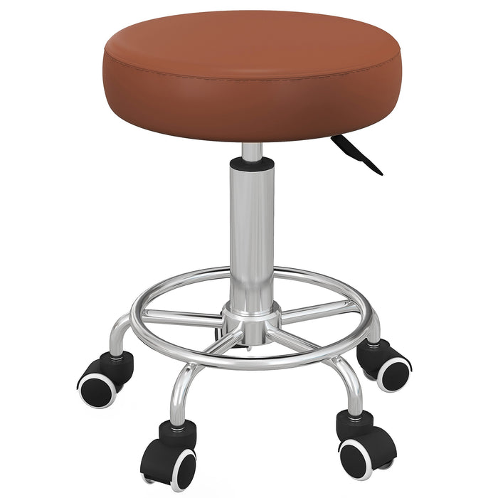 PU Leather Rolling Stool - Height Adjustable, Wheeled Chair for Salon, Spa & Massage - Comfortable Seating for Professionals