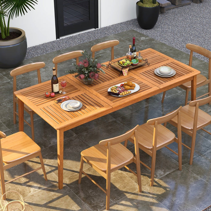 200 x 90cm Outdoor Acacia Wood Dining Table for 8 People