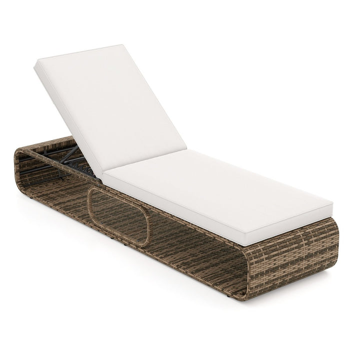 Outdoor Chaise Lounge Chair with Adjustable Backrest-Off White