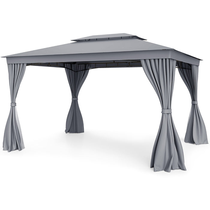 Outdoor Double-Roof Patio Gazebo Canopy Tent with Mesh Netting-