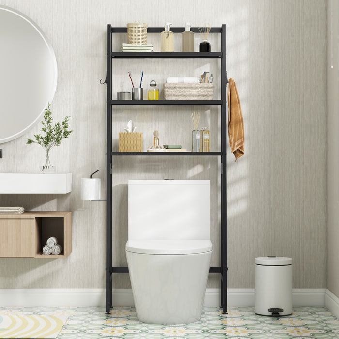 Over The Toilet Storage Shelf with Adjustable Adjustable Bottom Bar-