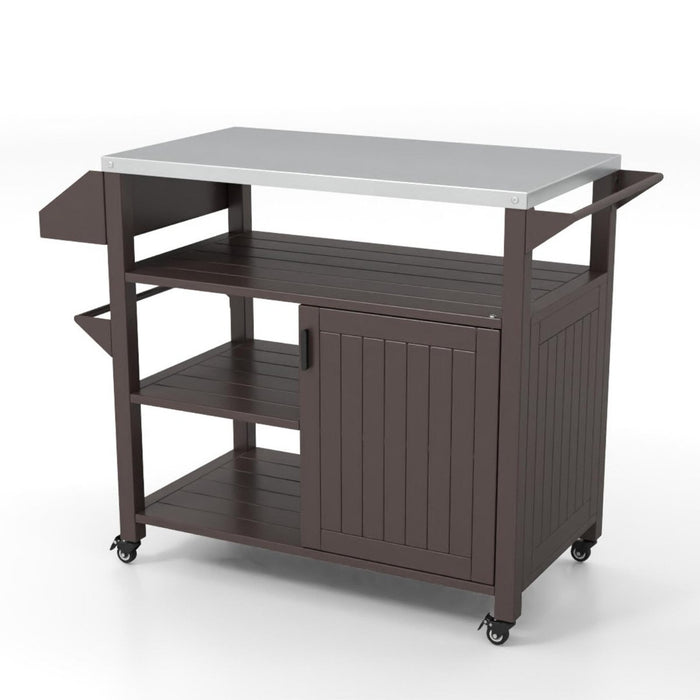 Outdoor Grill Cart with Storage Cabinet-