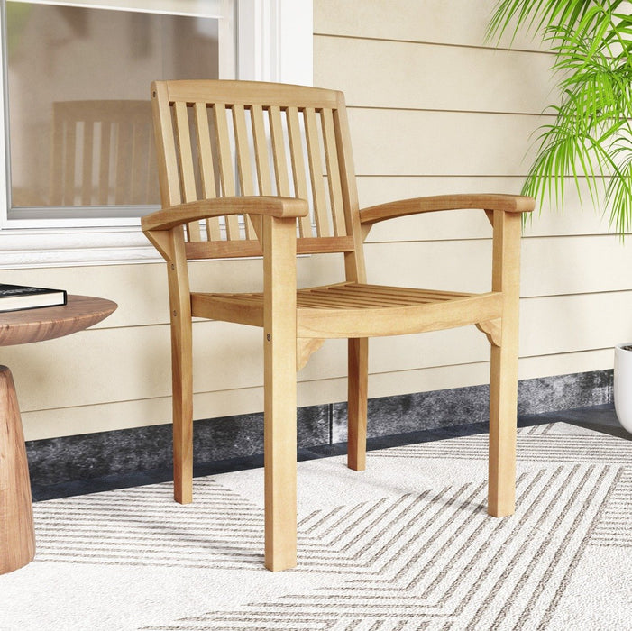 Outdoor Patio Chair with Slatted Seat and Curved Seat