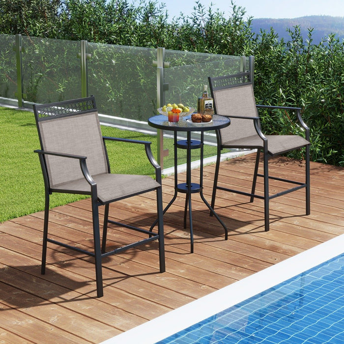 Outdoor Patio Chair Set of 2 with Footrest and High Back and Armrests-