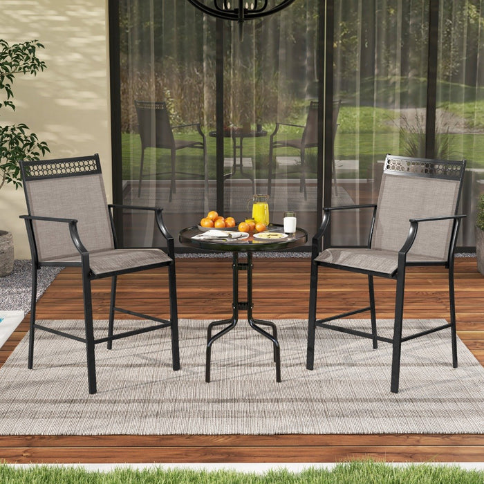 Outdoor Patio Chair Set of 2 with Footrest and High Back and Armrests-