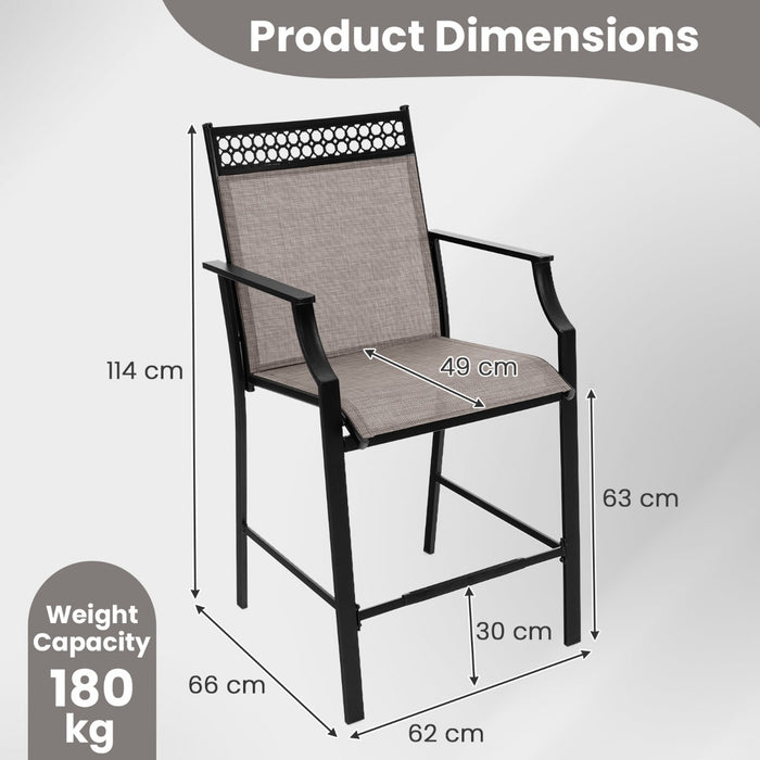 Outdoor Patio Chair Set of 2 with Footrest and High Back and Armrests-