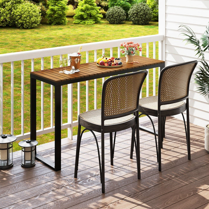 Rectangle Console Patio Side Table with Long-Lasting WPC Tabletop