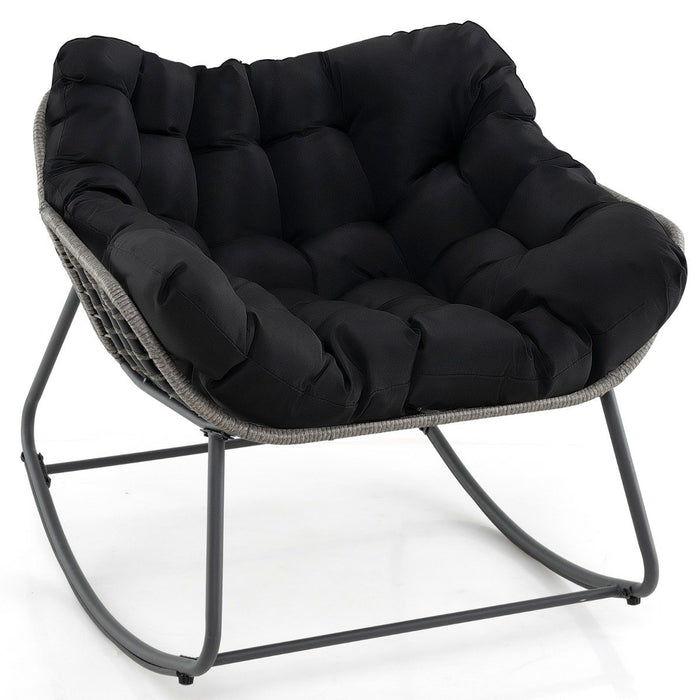 Outdoor Rocking Chair with Thick and Removable Cushion-