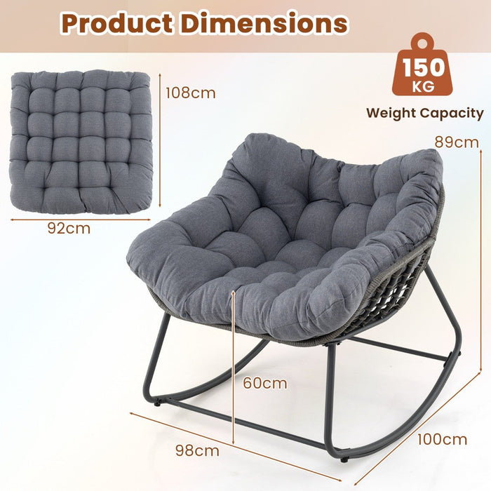 Outdoor Rocking Chair with Thick and Removable Cushion-