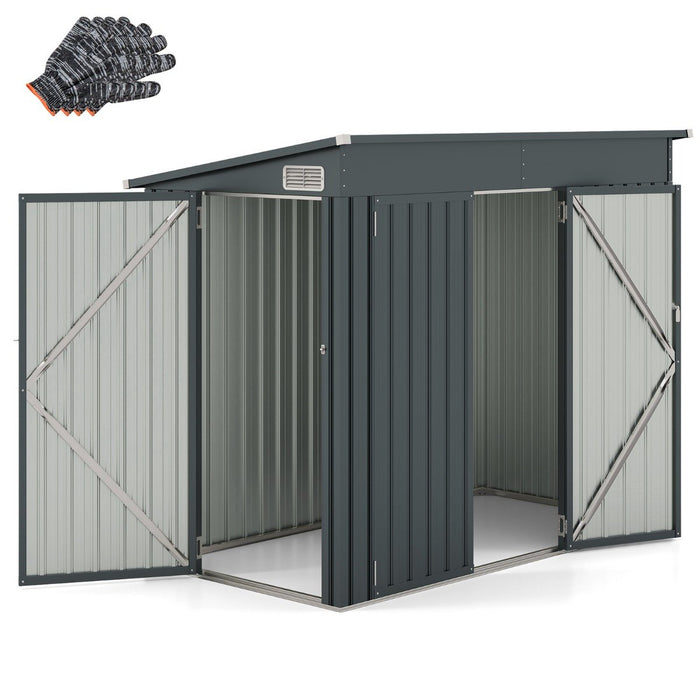Outdoor Storage Shed Garden Tool House with 2 Doors-Dark Grey