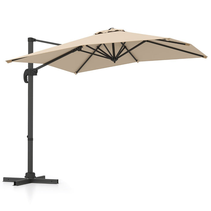 Patio Offset Umbrella with 360° Rotation and 5 Adjustable Tilt 8 Ribs-
