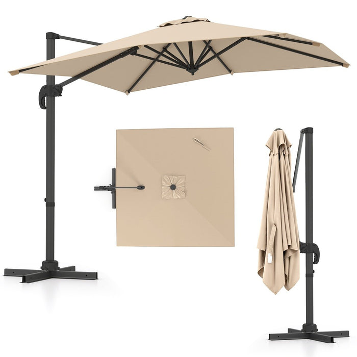 Patio Offset Umbrella with 360° Rotation and 5 Adjustable Tilt 8 Ribs-