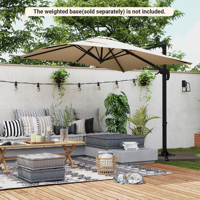 Patio Offset Umbrella with 360° Rotation and 5 Adjustable Tilt 8 Ribs-