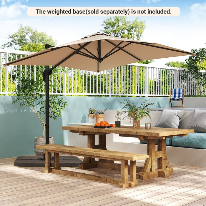 Patio Offset Umbrella with 360° Rotation and 5 Adjustable Tilt 8 Ribs-