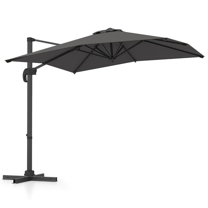 Patio Offset Umbrella with 360° Rotation and 5 Adjustable Tilt 8 Ribs-