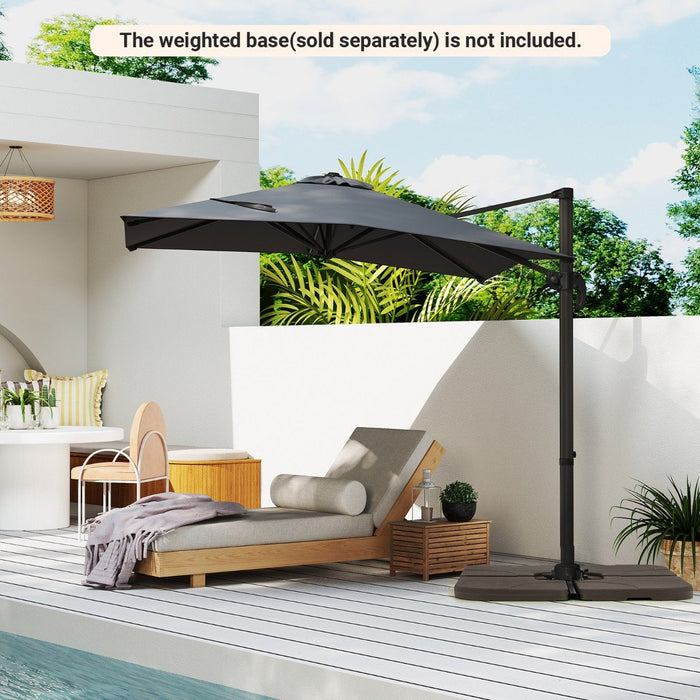 Patio Offset Umbrella with 360° Rotation and 5 Adjustable Tilt 8 Ribs-