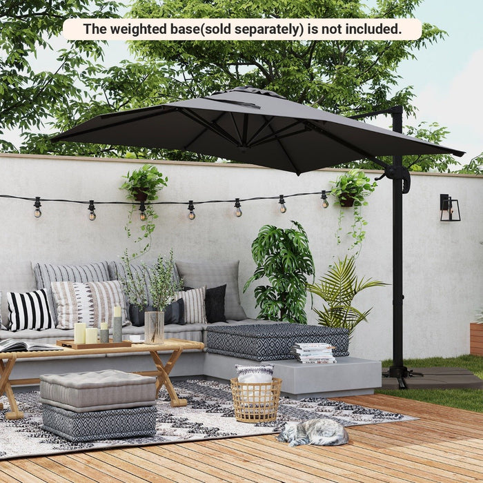 Patio Offset Umbrella with 360° Rotation and 5 Adjustable Tilt 8 Ribs-