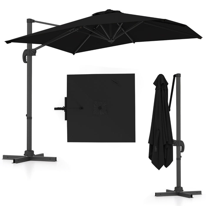 Patio Offset Umbrella with 360° Rotation and 5 Adjustable Tilt 8 Ribs-