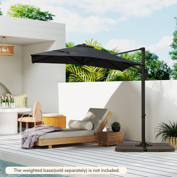Patio Offset Umbrella with 360° Rotation and 5 Adjustable Tilt 8 Ribs-