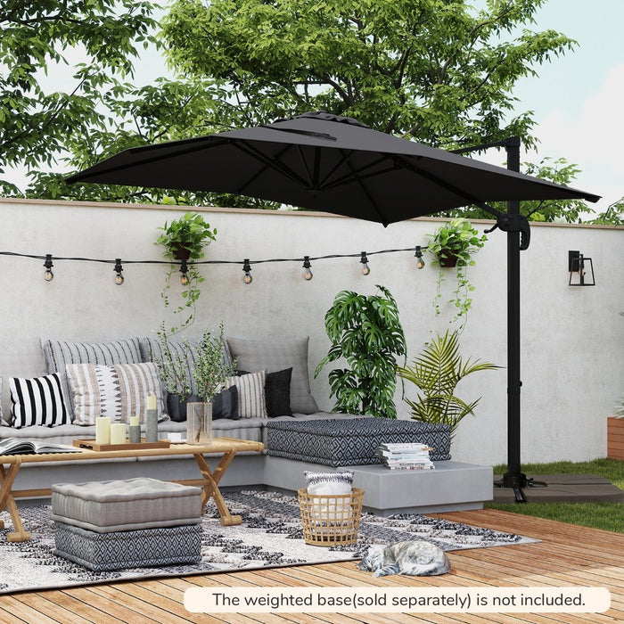 Patio Offset Umbrella with 360° Rotation and 5 Adjustable Tilt 8 Ribs-