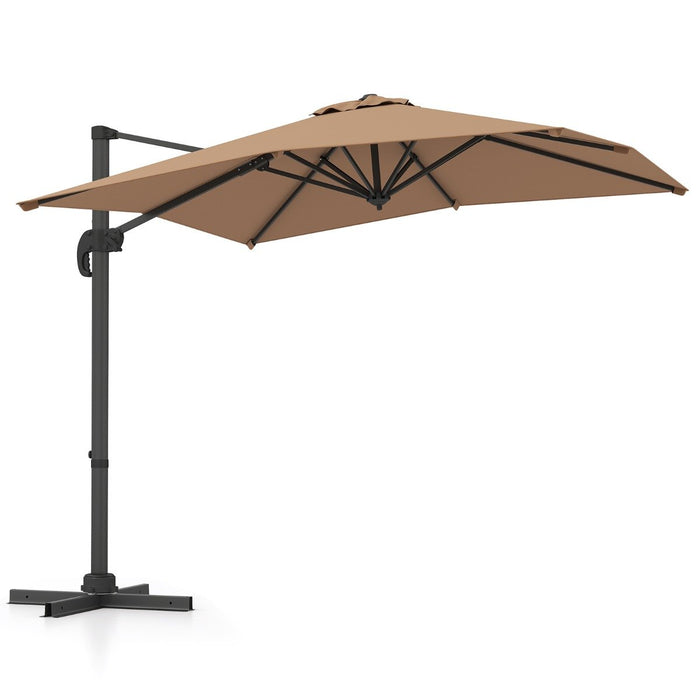 Patio Offset Umbrella with 360° Rotation and 5 Adjustable Tilt 8 Ribs-