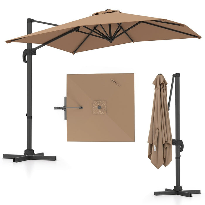 Patio Offset Umbrella with 360° Rotation and 5 Adjustable Tilt 8 Ribs-