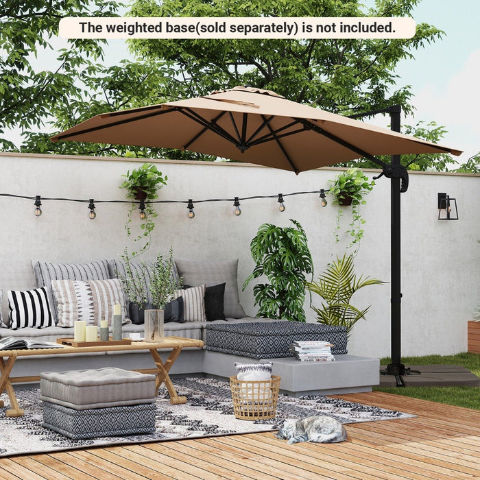 Patio Offset Umbrella with 360° Rotation and 5 Adjustable Tilt 8 Ribs-