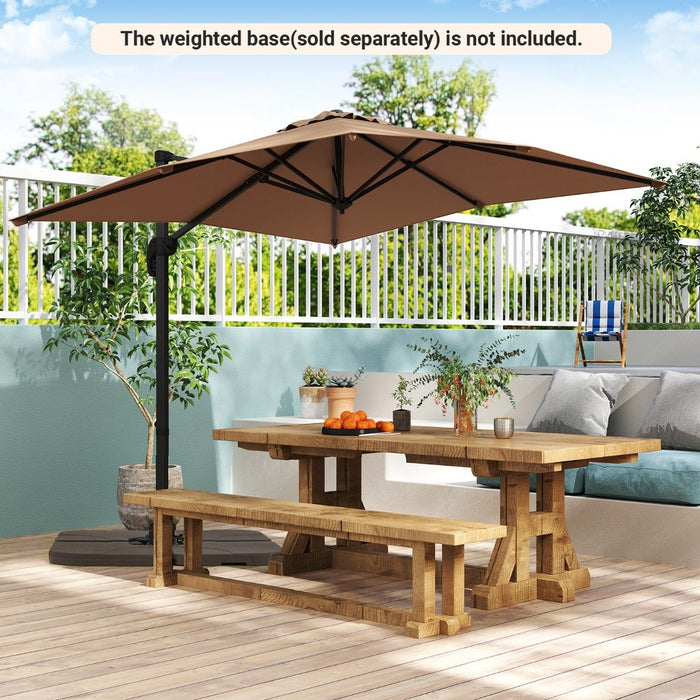 Patio Offset Umbrella with 360° Rotation and 5 Adjustable Tilt 8 Ribs-