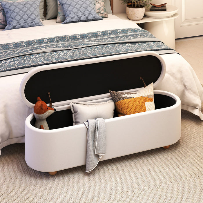 Oval Storage Bench 139 CM Long Ottoman Bench with Flip Top-