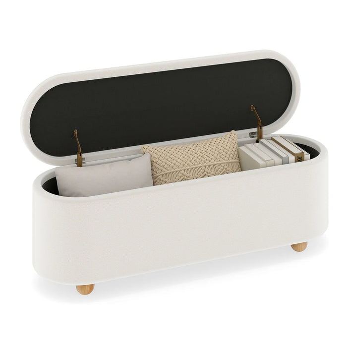 Oval Storage Bench 139 CM Long Ottoman Bench with Flip Top-