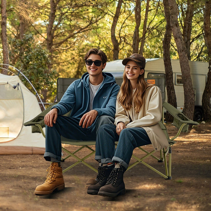 Oversized 2 Person Folding Camping Chair with Adjustable Armrests and Cup Holders-