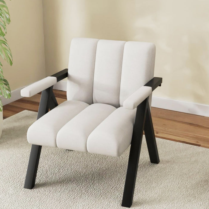 Oversized Accent Chair Upholstered with Metal Frame and Armrests-White