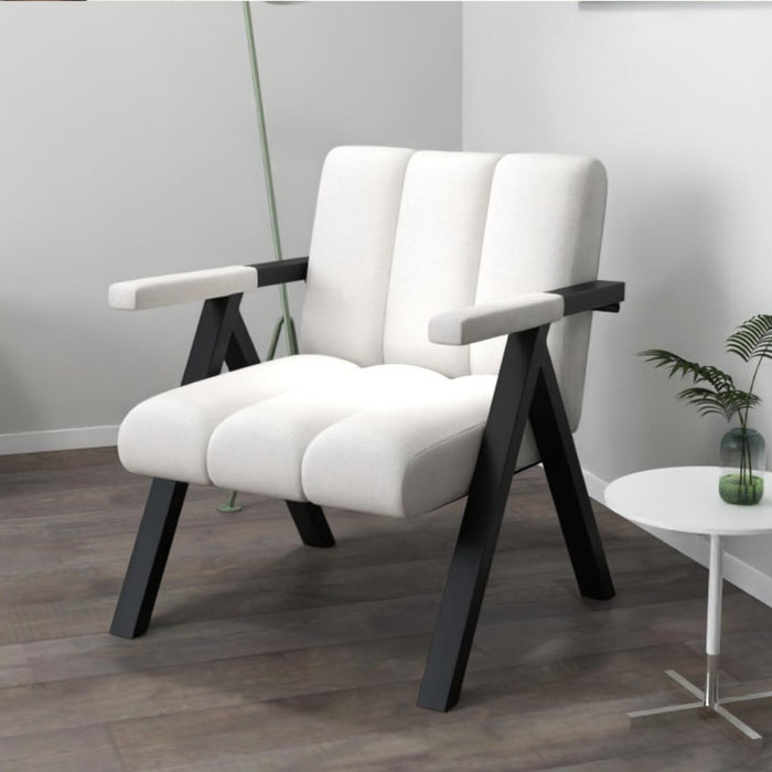 Oversized Accent Chair Upholstered with Metal Frame and Armrests-White