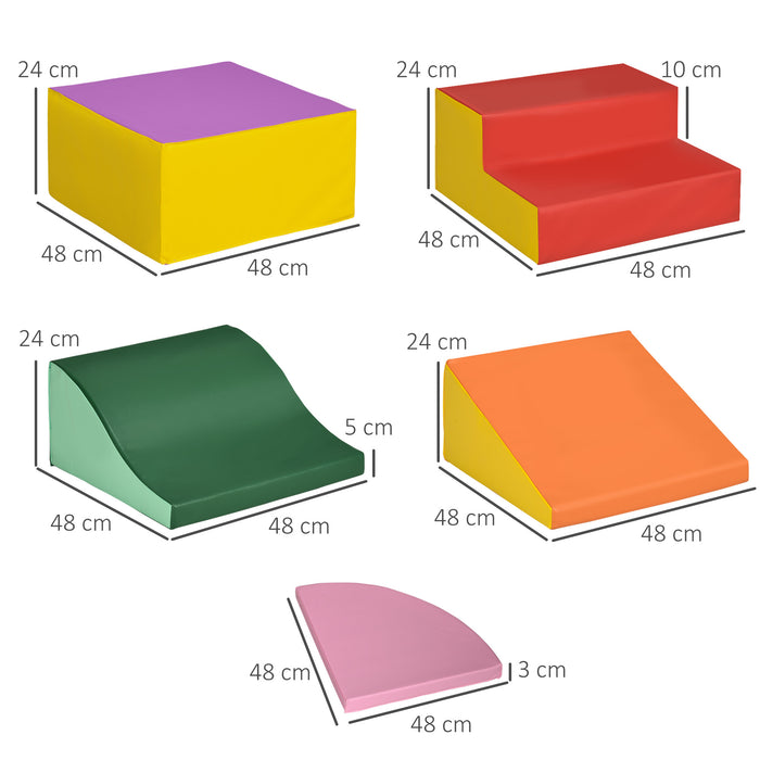 Kids' 6-Piece Soft Play Set - Climb and Crawl Foam Blocks in Red - Perfect for Active Toddlers and Young Children