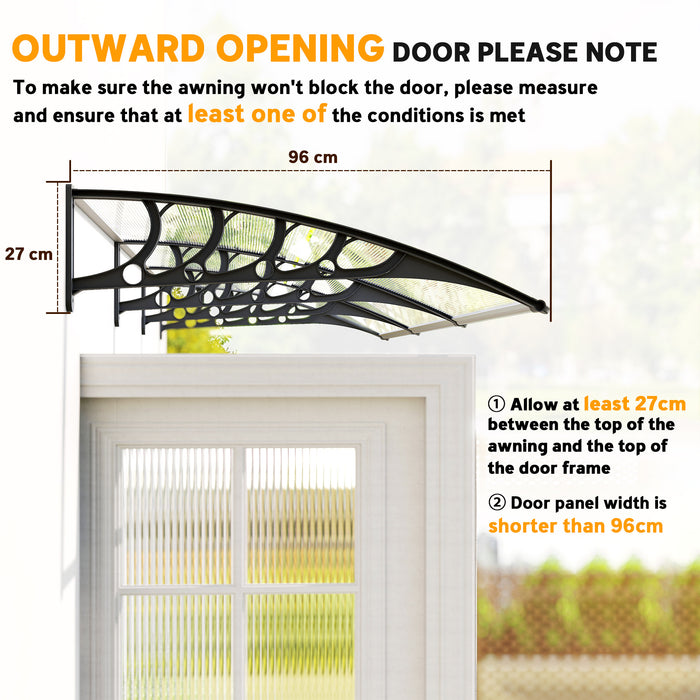 Outsunny Front Door Canopy, Outdoor Awning, Rain Shelter, 303 x 96cm , Clear