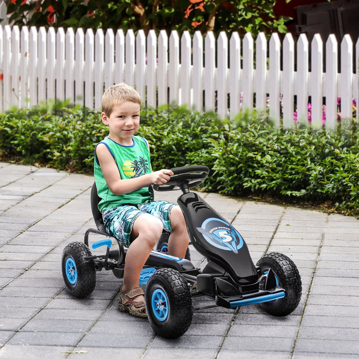 Kids' Blue Pedal Go-Kart - Adjustable Seat & Inflatable Tires for Smooth Rides - Fun Outdoor Activity for Children